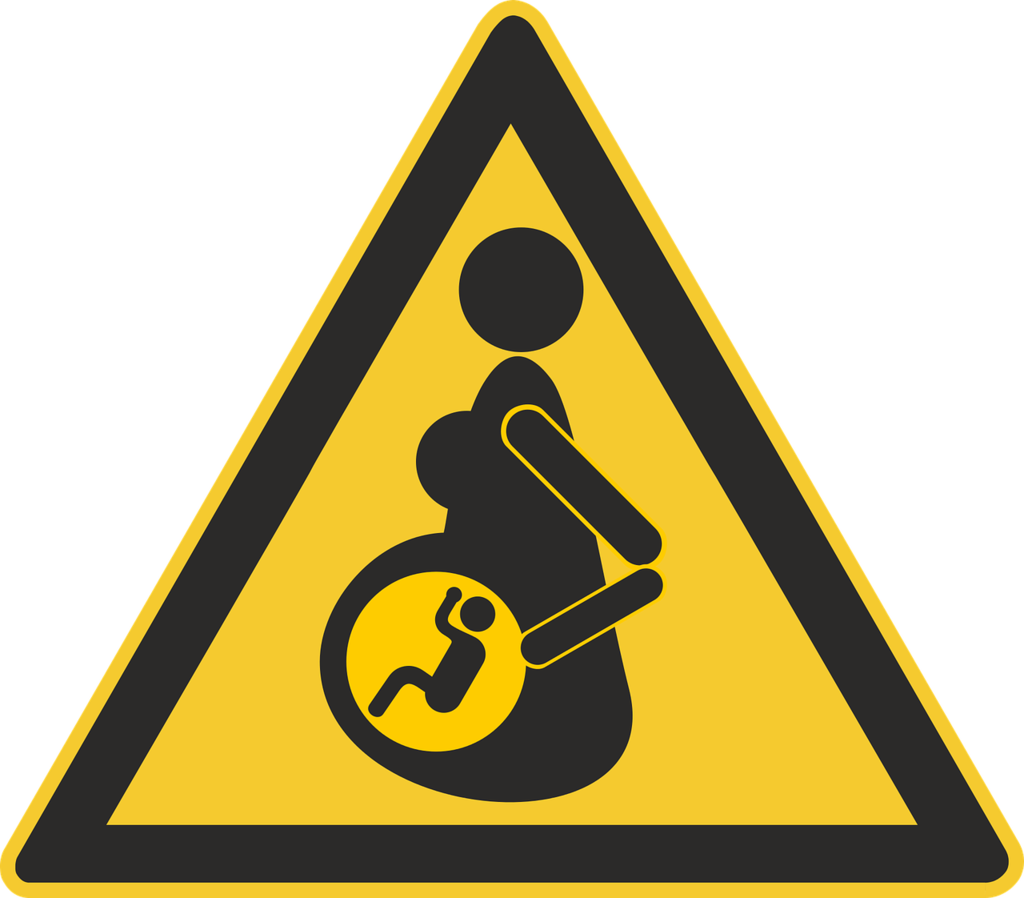 warning woman carrying baby