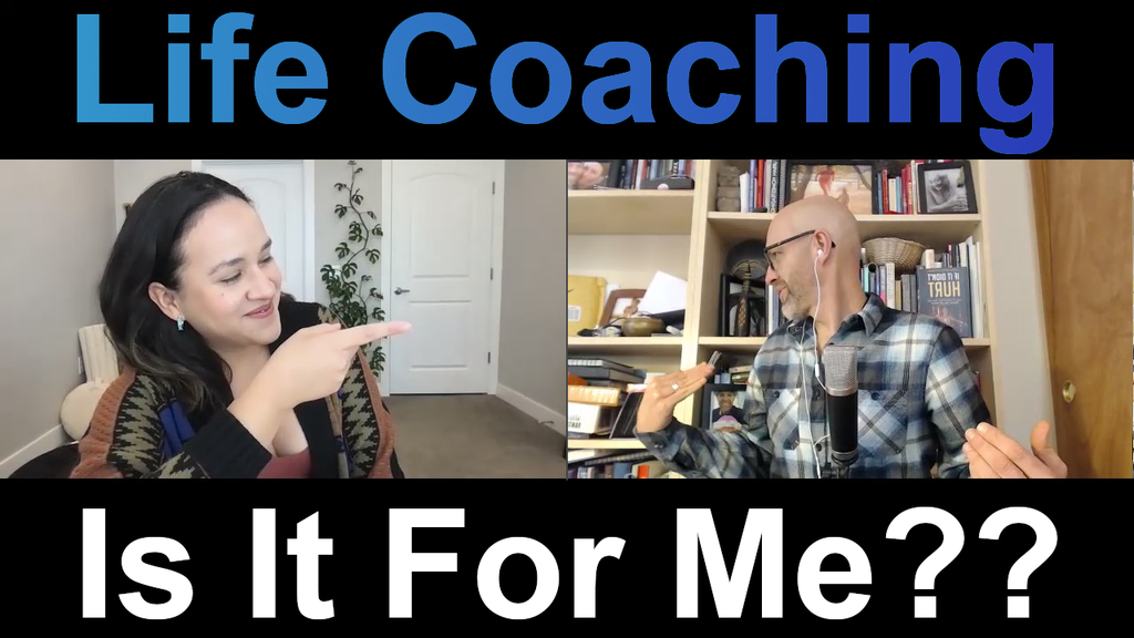 woman's life coach pointing at potential client