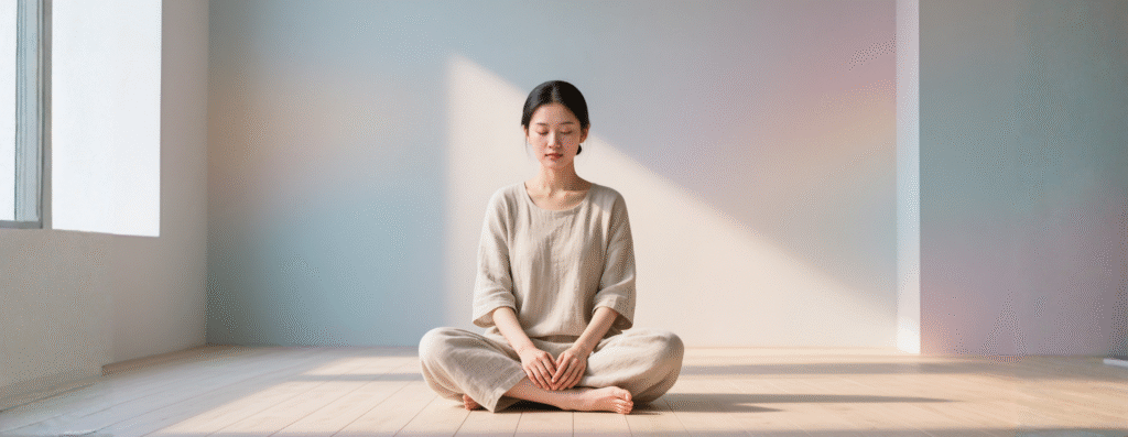 A woman meditating