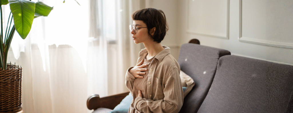 A woman meditating